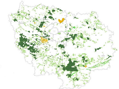 Carte des zones favorables à l'éolien en Île-de-France